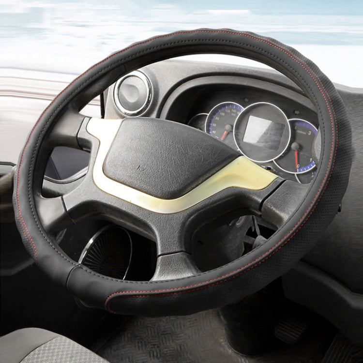 40cm Leather Truck Steering Wheel Cover(Black) - Steering Wheel Accessories by PMC TechLife | Online Shopping South Africa | PMC TechLife | Buy Now Pay Later Mobicred