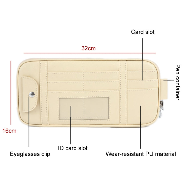 Car Driver License Storage Bag Sun Visor Sunglasses Card Holder, Color: Beige - free shipping - PMC TechLife - Order now!