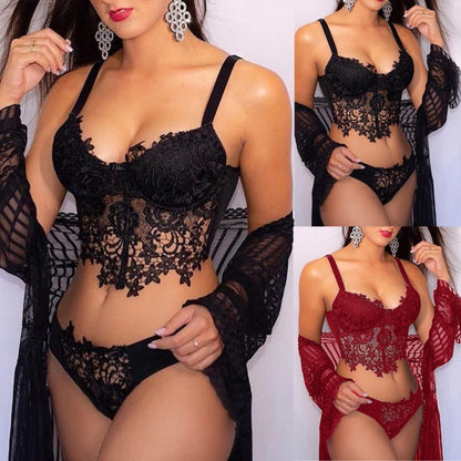 Push Up Bra & Panties Sets Women Sexy Lingerie Lace Underwear, Size: M(Red) - Ladies Underwear by PMC Jewellery | Online Shopping South Africa | PMC Jewellery