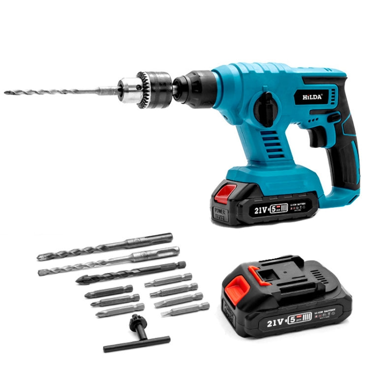HILDA 12pcs /Set Li-Ion Power Hammer Electrical Impact Drill, Model: 1 Battery+1 Charger EU Plug - free shipping - PMc TechLife - Order now!