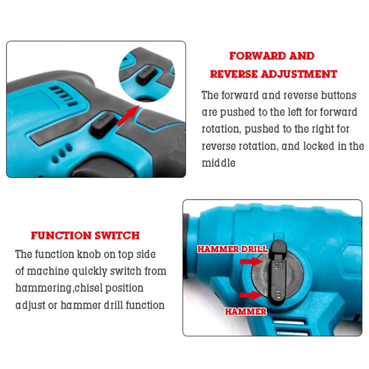 HILDA 12pcs /Set Li-Ion Power Hammer Electrical Impact Drill, Model: 1 Battery+1 Charger EU Plug - free shipping - PMc TechLife - Order now!