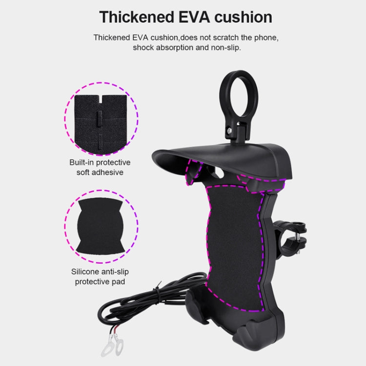 Motorcycle Sunshade Rainproof Mobile Phone Holder, Shape: Charging Mirror Holder 5V-3.1A - Holder by PMC TechLife | Online Shopping South Africa | PMC TechLife | Buy Now Pay Later Mobicred