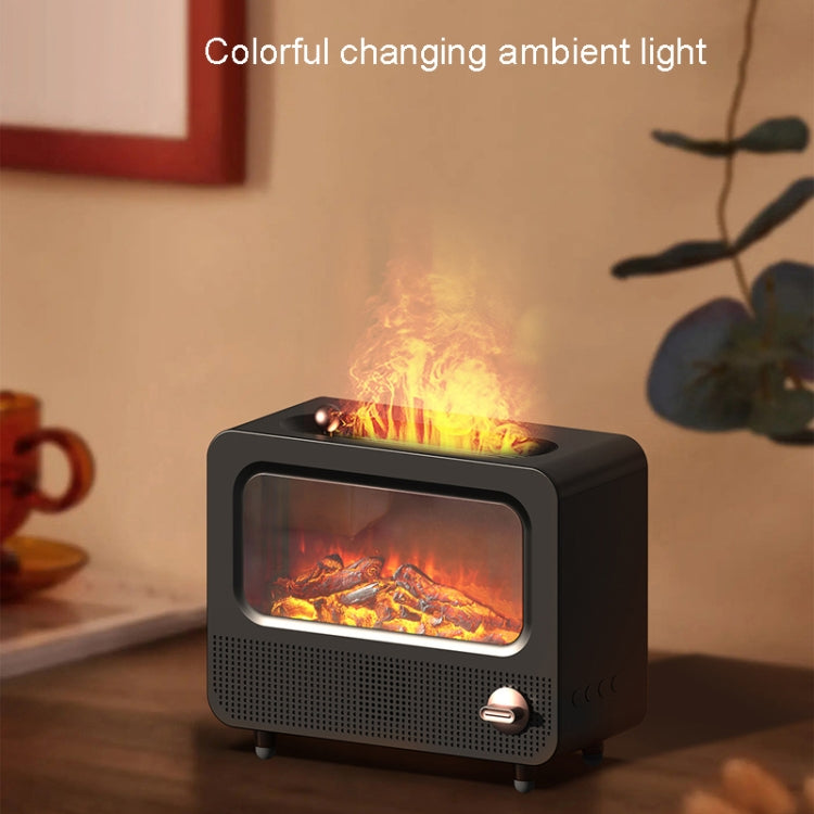 USB White Noise Simulation Flame Fire Furnace Aromatherapy Machine Indoor Large Spray Measurement Humidifier(White) - free shipping - PMC TechLife - Order now!