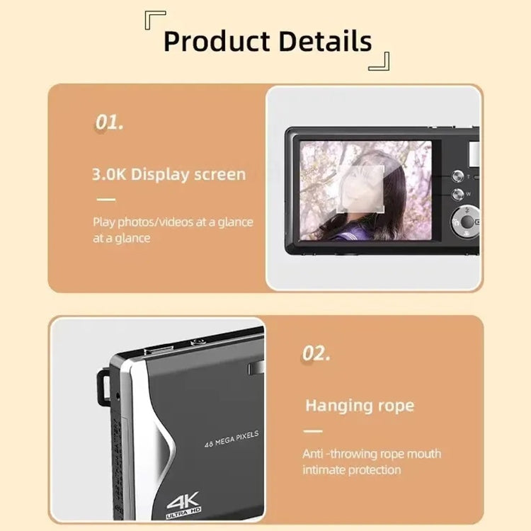 4K HD 3.0-Inch IPS Screen Autofocus HD Digital Camera(Black) - Children Cameras by PMC TechLife | Online Shopping South Africa | PMC TechLife | Buy Now Pay Later Mobicred