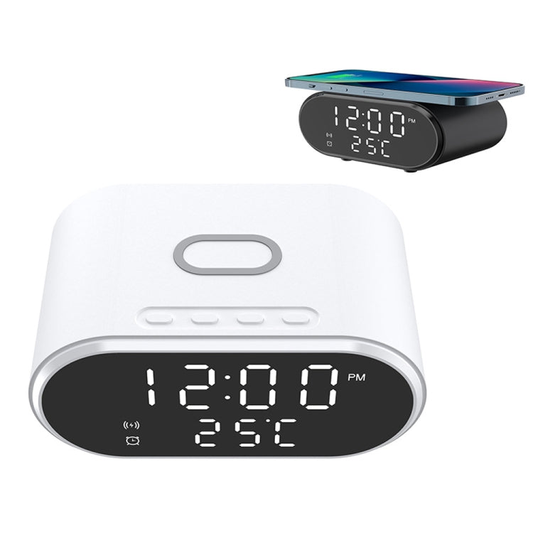 15W LED Mirror Wireless Charger Desktop Multifunctional Mini Clock(White) - free shipping - PMC Jewellery - Order now!