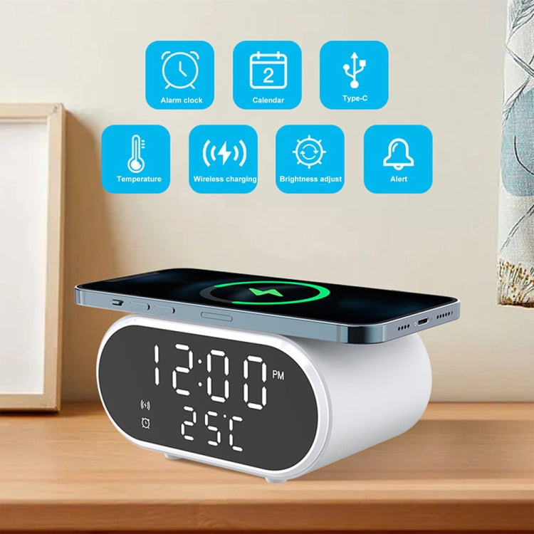15W LED Mirror Wireless Charger Desktop Multifunctional Mini Clock(Black) - free shipping - PMC Jewellery - Order now!