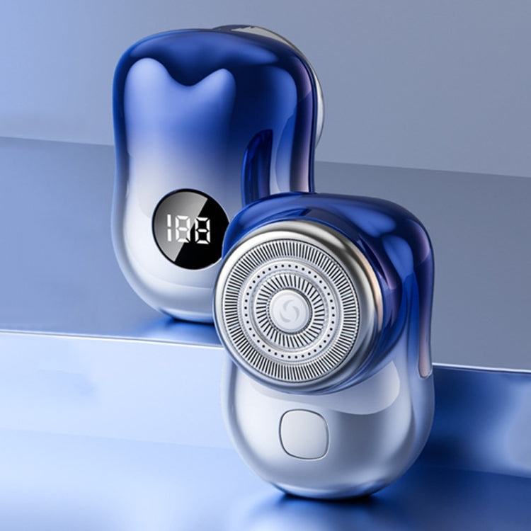 Three-Ring Knife Mesh Electric Men Shaver Travel Portable Mini Shaver, Color: Digital Display Gradient Blue - Electric Shavers by PMC TechLife | Online Shopping South Africa | PMC TechLife | Buy Now Pay Later Mobicred