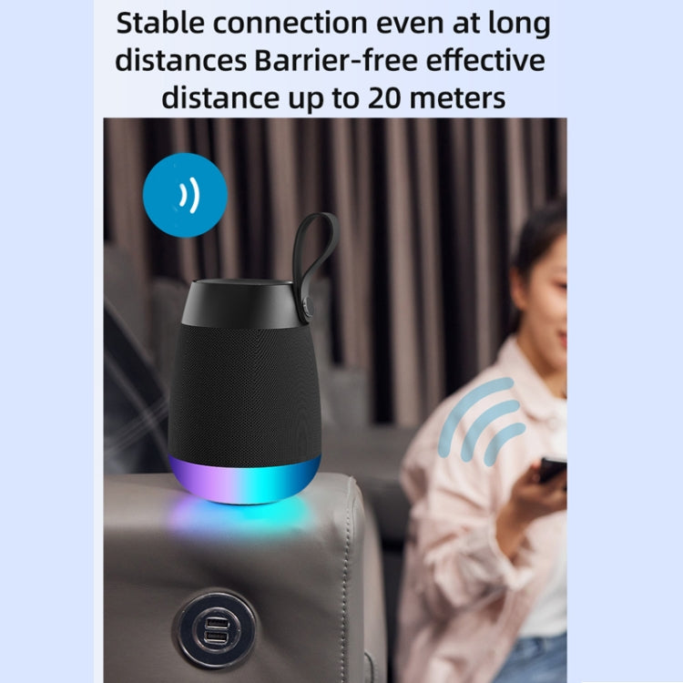 Bluetooth Wireless Fabric Speaker Cylindrical Waterproof Subwoofer With RGB Light(Blue) - Desktop Speaker by PMC Jewellery | Online Shopping South Africa | PMC Jewellery | Buy Now Pay Later Mobicred