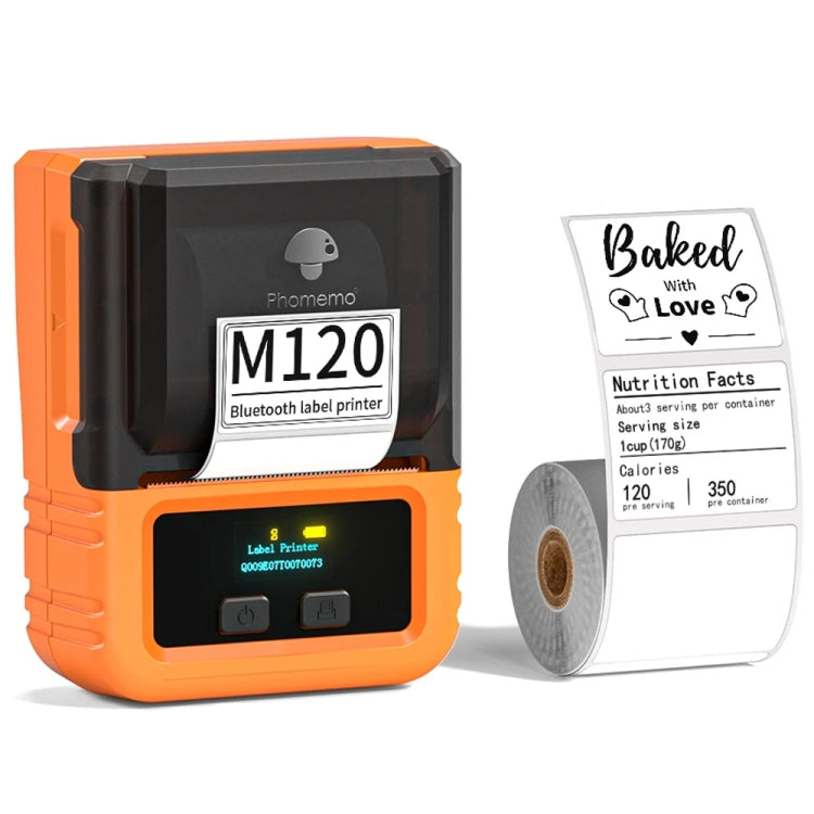 Phomemo M120 Label Maker Barcode Printer Bluetooth Thermal Label Machine(Orange) - Printer by Phomemo | Online Shopping South Africa | PMC Jewellery | Buy Now Pay Later Mobicred