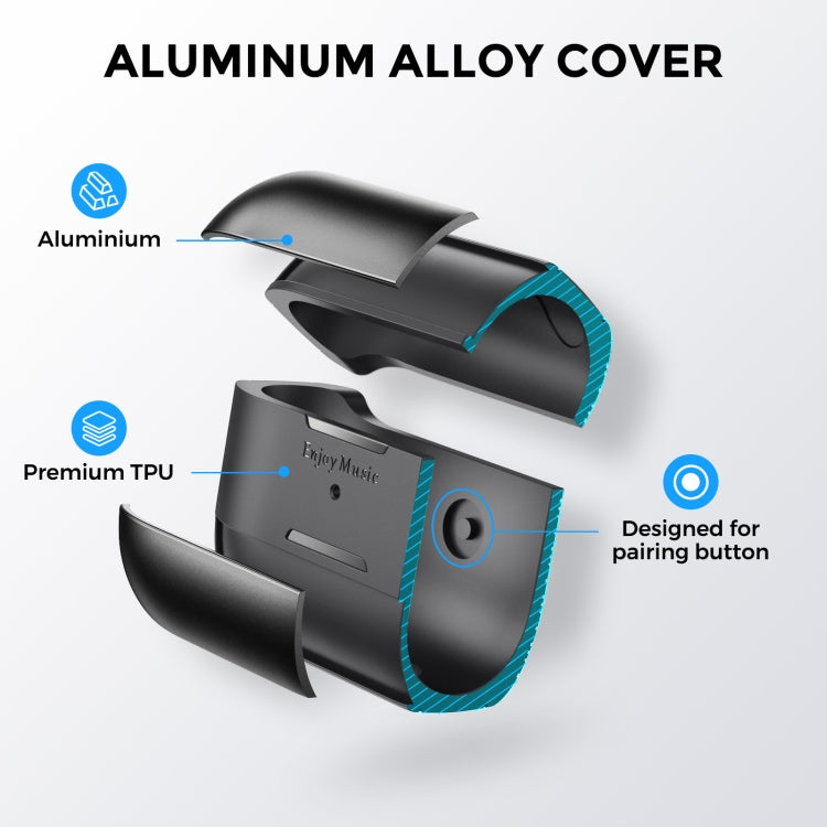 AhaStyle WG75-PRO For AirPods Pro Split TPU+Aluminum Alloy Combination Protective Cover(Gray) - For AirPods Pro by AhaStyle | Online Shopping South Africa | PMC Jewellery | Buy Now Pay Later Mobicred