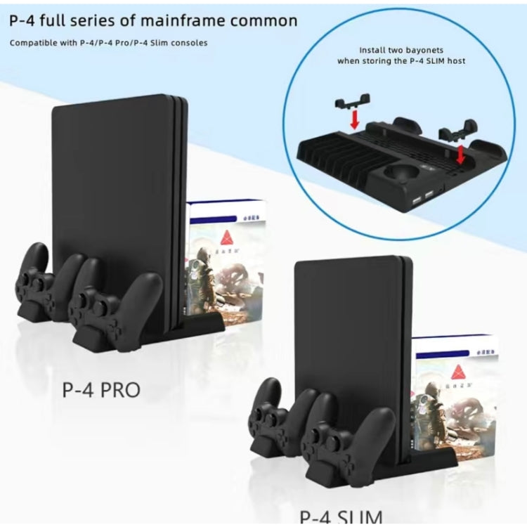 For PS4/PS4 Pro/PS4 Slim Host iplay Dual-seat Charging Multi-function Cooling Base Storage Bracket(Black) - Holder by iplay | Online Shopping South Africa | PMC Jewellery | Buy Now Pay Later Mobicred