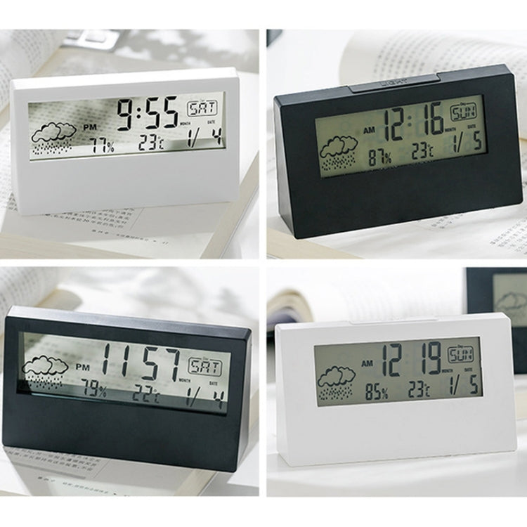 LCD Electronic Desk Clock Digital Display Multifunctional Temperature And Humidity Meter Alarm Clock, Model: 2158L With Light Black - free shipping - PMc TechLife - Order now!