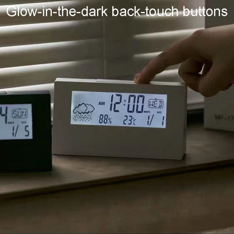 LCD Electronic Desk Clock Digital Display Multifunctional Temperature And Humidity Meter Alarm Clock, Model: Transparent White - Alarm Clocks by PMC TechLife | Online Shopping South Africa | PMC TechLife