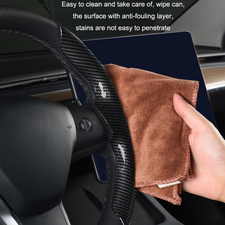 For Tesla Model3/Y 30cm Carbon Fiber Pattern Steering Wheel Handlebar Cover(Black) - Steering Wheel Accessories by PMC TechLife | Online Shopping South Africa | PMC TechLife | Buy Now Pay Later Mobicred