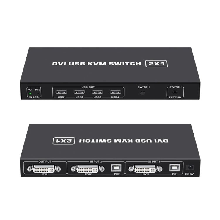 4K DVI USB KVM Switch DVI 2 In 1 Out Adapter Two Computer Shared Switcher Hub(Black) - Switch by PMC Jewellery | Online Shopping South Africa | PMC Jewellery | Buy Now Pay Later Mobicred
