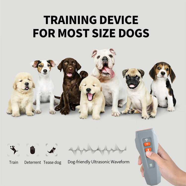 LED Flashing Light Handheld Ultrasonic Bark Arrester Frequency Conversion Dog Training Device(Gray+Orange) - Training Aids by PMC TechLife | Online Shopping South Africa | PMC TechLife | Buy Now Pay Later Mobicred
