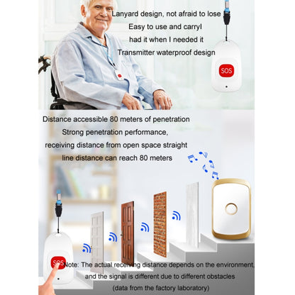 CACAZI C20 Two To Three Wireless Pager For The Elderly Home Care Waterproof Emergency Pager, EU Plug(Silver) - Wireless Doorbell by CACAZI | Online Shopping South Africa | PMC Jewellery