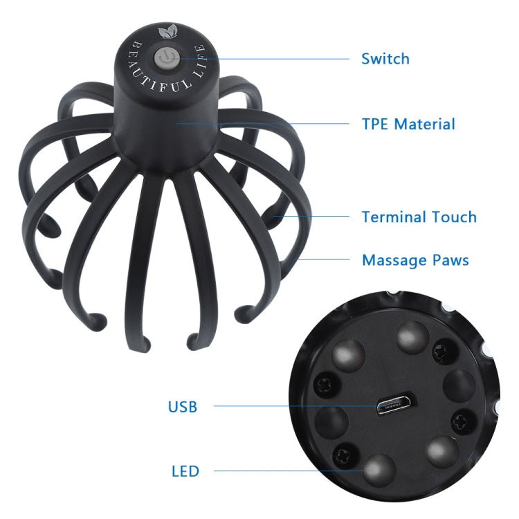 Electrical Scalp Massager Multi-Claw Vibrating Stress Relief Stimulating Hair Scratcher(Black) - free shipping - PMC TechLife - Order now!