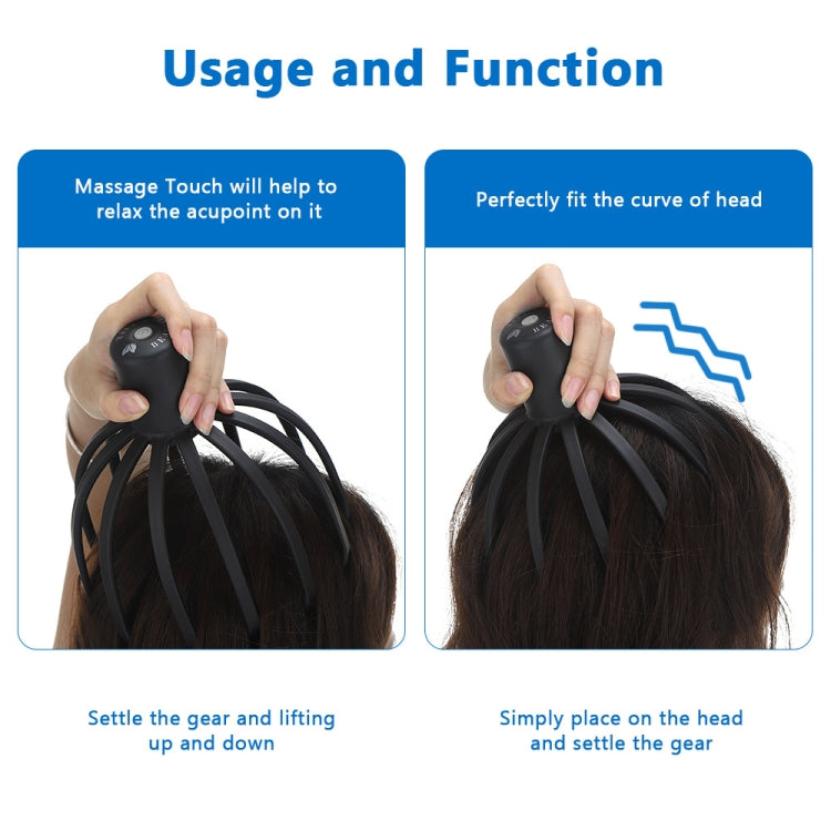 Electrical Scalp Massager Multi-Claw Vibrating Stress Relief Stimulating Hair Scratcher(Black) - free shipping - PMC TechLife - Order now!