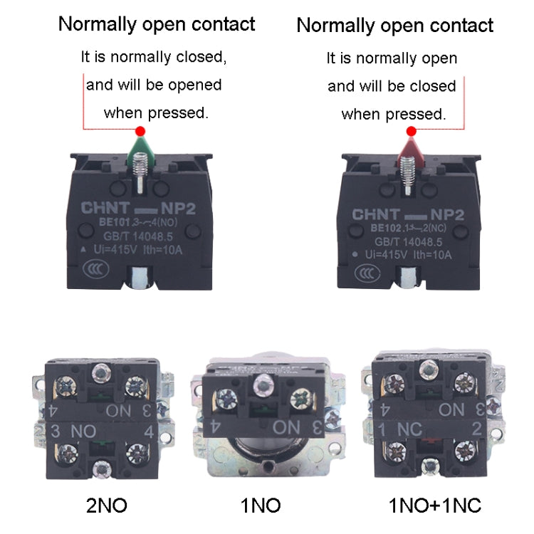 CHINT NP2-BD25 2 Gear Self-locking 1NO+1NC Power Transfer Switch Short Handle Master Knob 22mm - Car Switches by CHINT | Online Shopping South Africa | PMC TechLife | Buy Now Pay Later Mobicred
