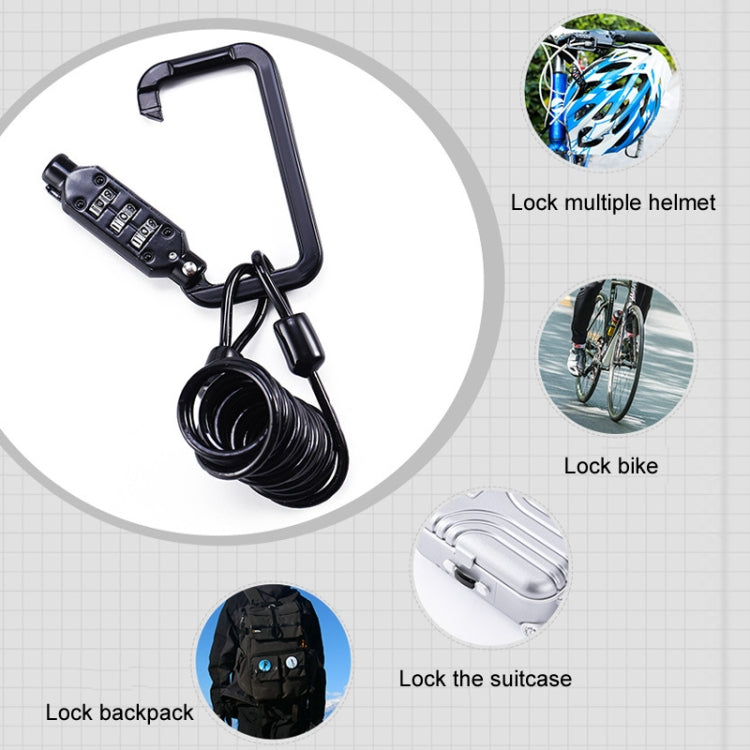 Universal Safety Code Wire Rope Helmet Lock for Motorcycles Bicycles, Black+Storage Bag - Bicycle Locks & Bicycle Pumps by PMC TechLife | Online Shopping South Africa | PMC TechLife