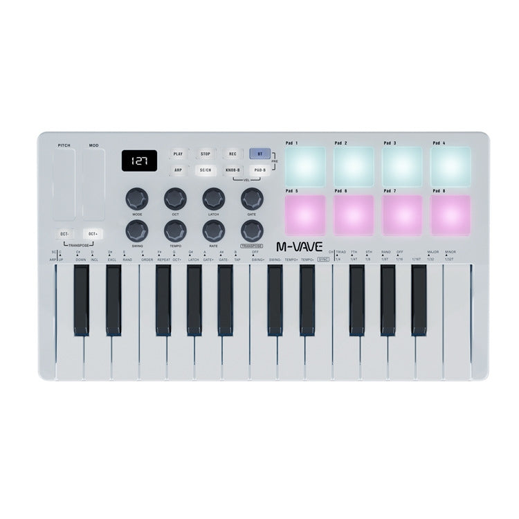 M-VAVE SMK-25 USB MIDI Keyboard Controller With 8 Back Drum Pads(White) - Keyboard Instruments Accessories by M-VAVE | Online Shopping South Africa | PMC Jewellery | Buy Now Pay Later Mobicred