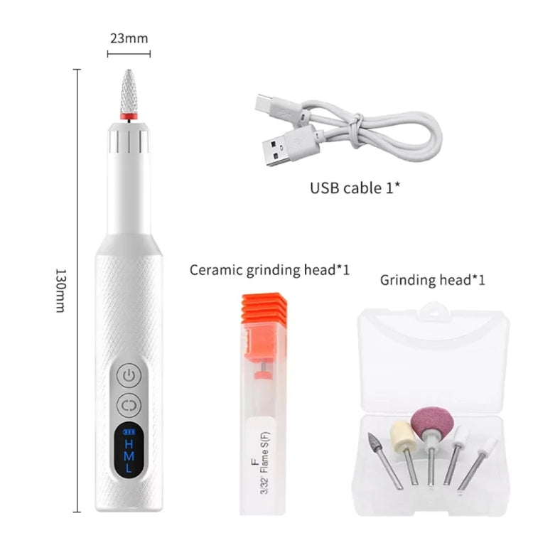 M3 USB Charging Portable Electric Nail Polisher Nail Art Tools Home Nail Art Instrument(White) - Grinding Tools & Accessories by PMC Jewellery | Online Shopping South Africa | PMC Jewellery | Buy Now Pay Later Mobicred