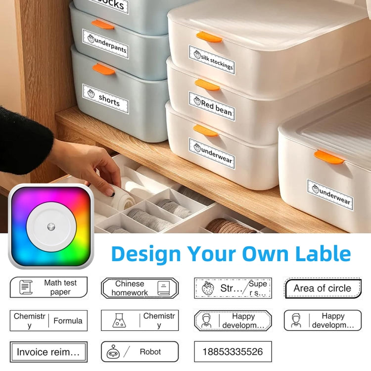 RGB Light Portable Mini Bluetooth Printer Inkless Document Label Printer with 5-Rolls Paper - Printer by PMC TechLife | Online Shopping South Africa | PMC TechLife | Buy Now Pay Later Mobicred