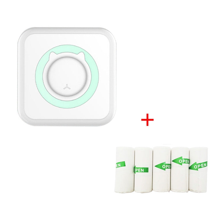 C15 Mini Student Bluetooth Inkless Photo Label Thermal Printer, Spec: Green+5 Stickers - free shipping - PMC TechLife - Order now!