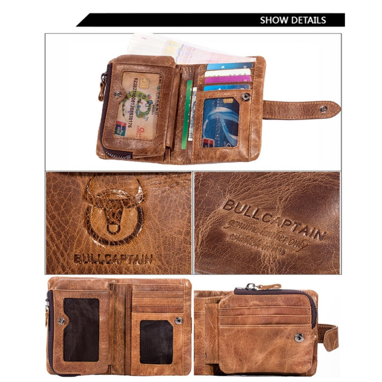 BULL CAPTAIN 01 RFID Anti-theft Multifunctional Cowhide Vertical Detachable Men Wallet(Coffee) - Antimagnetic RFID Package by BULL CAPTAIN | Online Shopping South Africa | PMC Jewellery