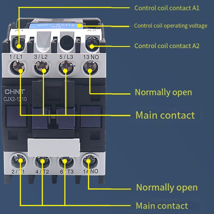 CHNT CJX2-1201 12A 220V Silver Alloy Contacts Multi-Purpose Single-Phase AC Contactor - Relays by CHNT | Online Shopping South Africa | PMC TechLife | Buy Now Pay Later Mobicred