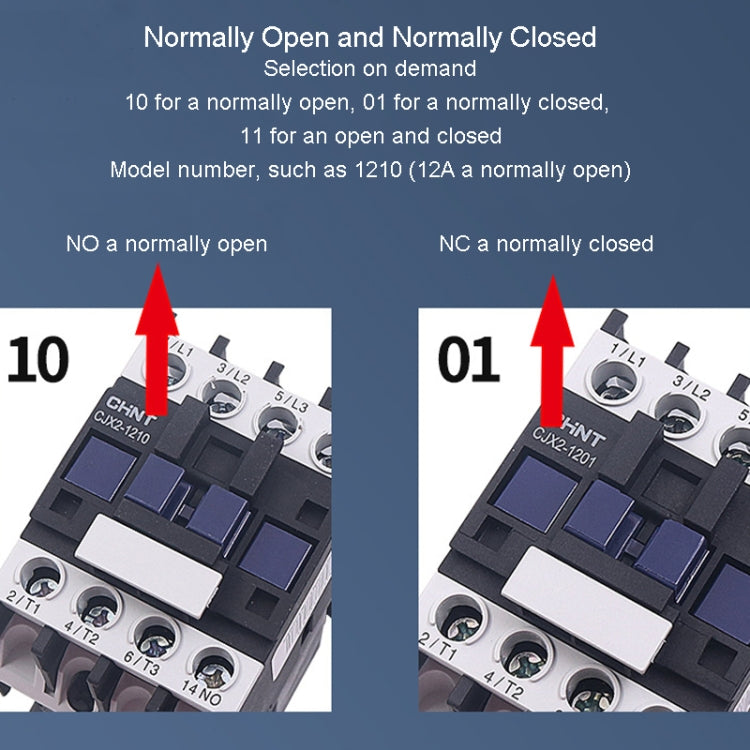 CHNT CJX2-1210 12A 220V Silver Alloy Contacts Multi-Purpose Single-Phase AC Contactor - Relays by CHNT | Online Shopping South Africa | PMC TechLife | Buy Now Pay Later Mobicred