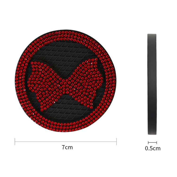 Car Multifunctional Anti-slip Coaster with Diamond Bow Crystal(Red) - free shipping - PMC TechLife - Order now!