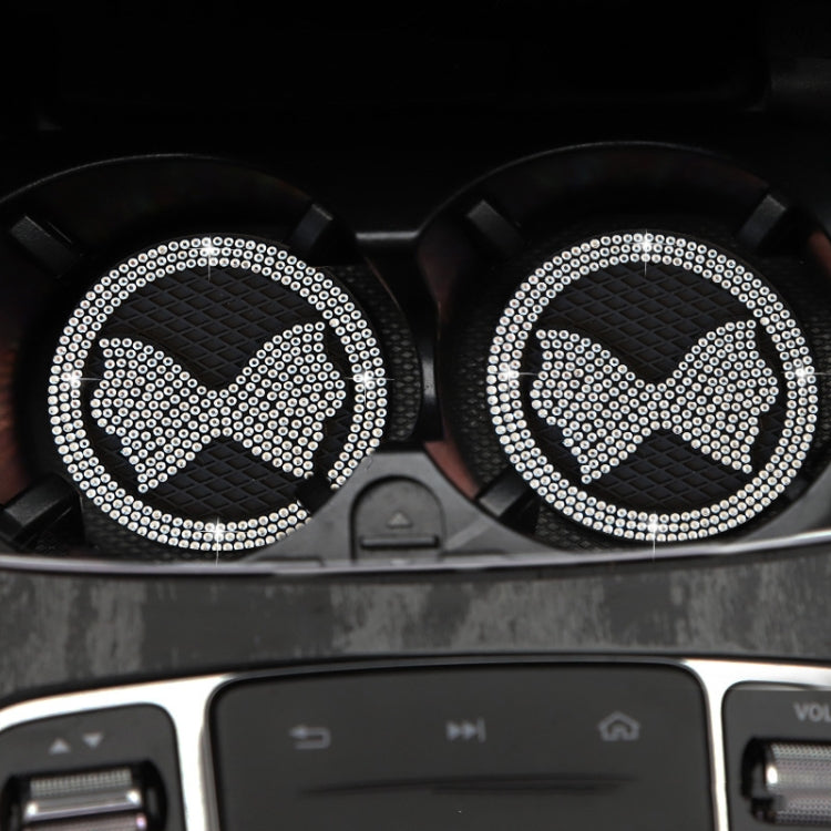 Car Multifunctional Anti-slip Coaster with Diamond Bow Crystal(White) - Car Drink Holders by PMC TechLife | Online Shopping South Africa | PMC TechLife | Buy Now Pay Later Mobicred