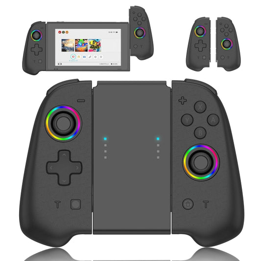 For Switch Joycon With Colorful Light Left And Right Handle(Black) - Gamepads by PMC Jewellery | Online Shopping South Africa | PMC Jewellery | Buy Now Pay Later Mobicred