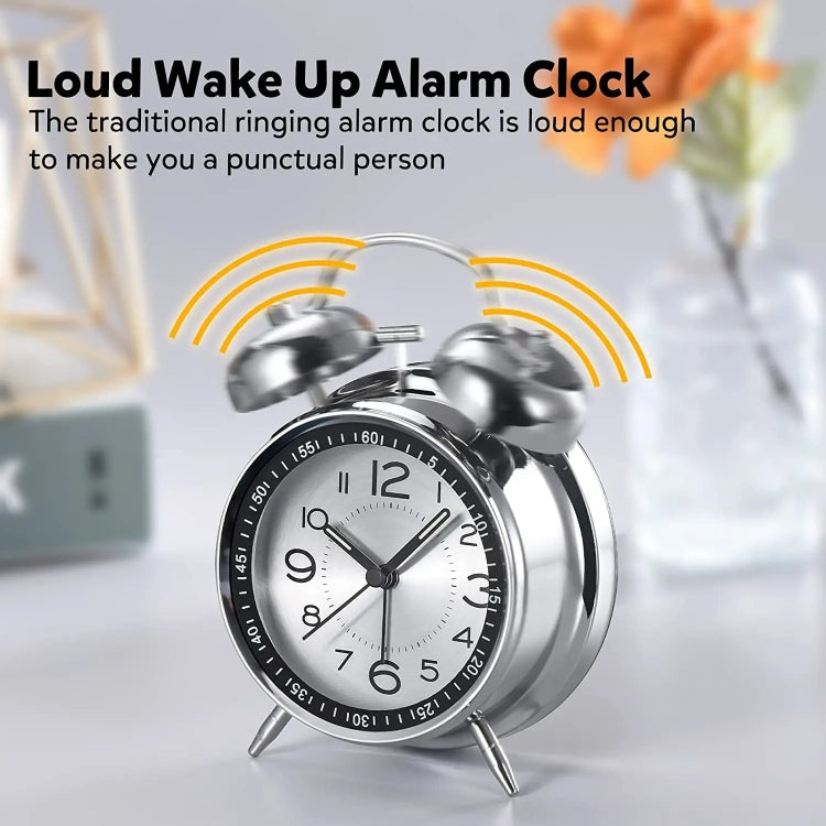 4.5 Inch Electroplated Metal Ring Bell Alarm Clock Quartz Clock With Night Light ?, Style: Blue - Novelty Clock by PMc TechLife | Online Shopping South Africa | PMc TechLife | Buy Now Pay Later Mobicred