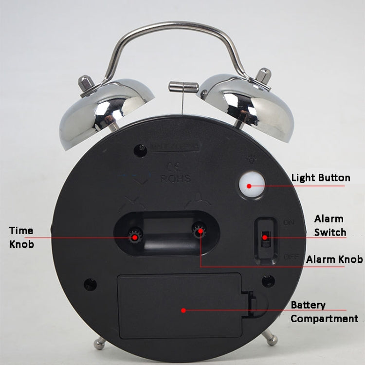 4.5 Inch Electroplated Metal Ring Bell Alarm Clock Quartz Clock With Night Light ?, Style: Red Copper A - Novelty Clock by PMc TechLife | Online Shopping South Africa | PMc TechLife | Buy Now Pay Later Mobicred