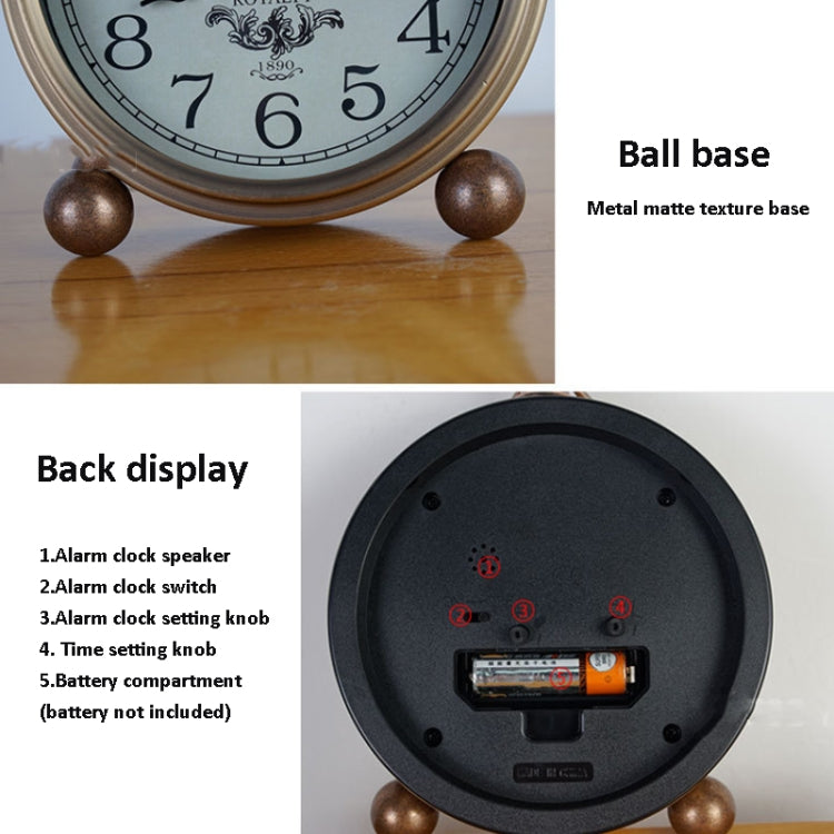 Retro Iron Alarm Clock Simple Desktop Quartz Clock, Style: Milk White - Novelty Clock by PMc TechLife | Online Shopping South Africa | PMc TechLife | Buy Now Pay Later Mobicred
