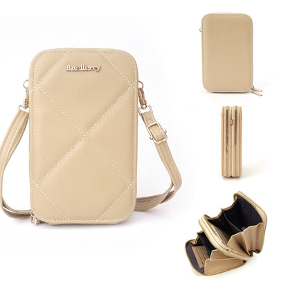 Baellerry N0111 Large Capacity Vertical Double-zipper Phone Bag Single-shoulder Messenger Bag(Apricot) - Single-shoulder Bags by Baellerry | Online Shopping South Africa | PMC Jewellery