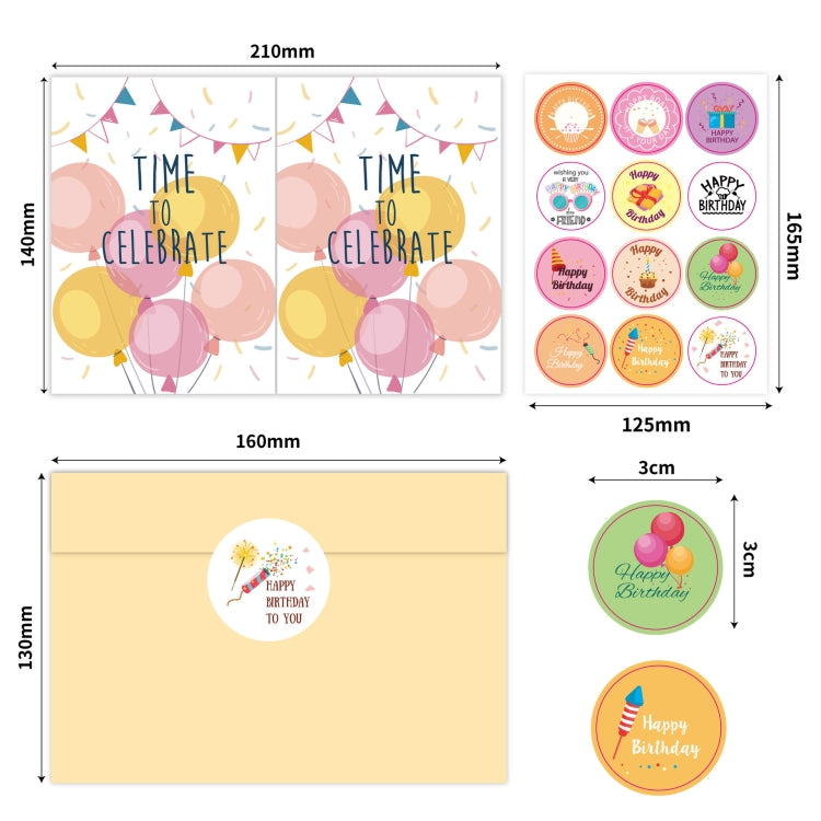 24pcs /Set Happy Birthday Greeting Card With Envelopes And Stickers Set(KP002) - Cards & Invitations by PMC Jewellery | Online Shopping South Africa | PMC Jewellery