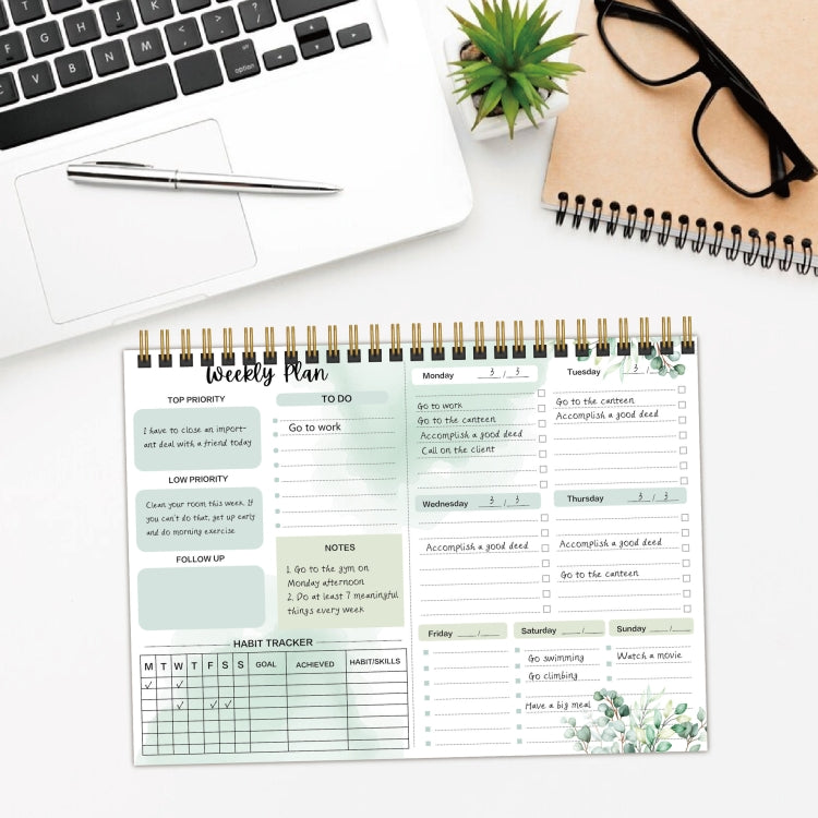 A4 54sheets /Book  English Weekly Planner Coil Schedule Planning Note Pad(A Type) - Notebooks by PMC Jewellery | Online Shopping South Africa | PMC Jewellery
