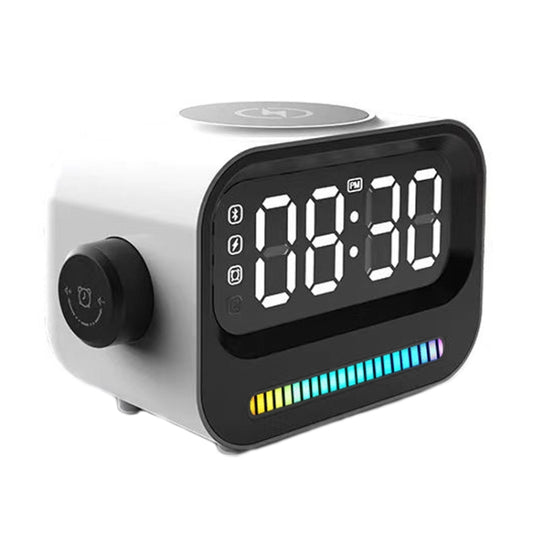 15W 3-In-1 Ambient Light Digital Display Clock Bluetooth Speaker Magnetic Wireless Charger(White) - Desktop Speaker by PMC Jewellery | Online Shopping South Africa | PMC Jewellery | Buy Now Pay Later Mobicred