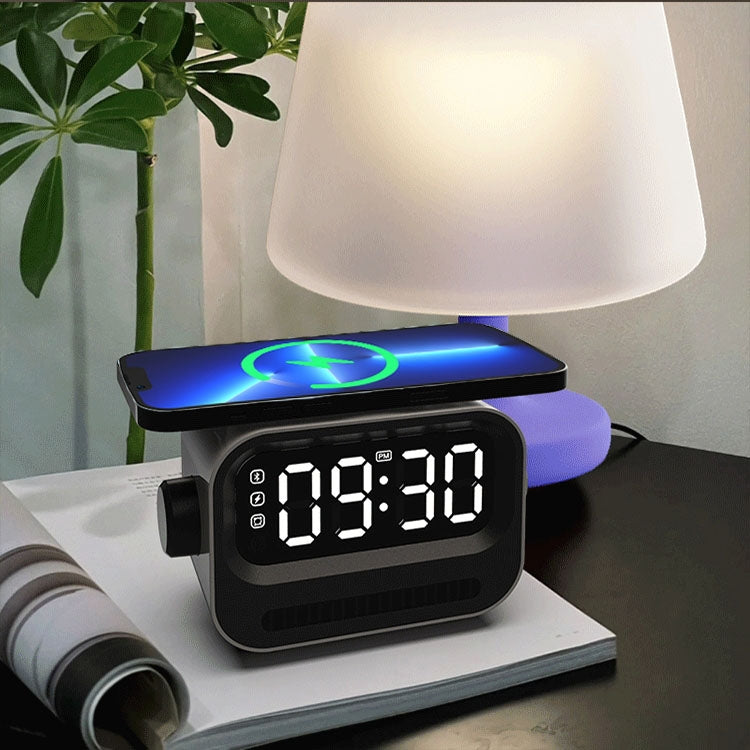 15W 3-In-1 Ambient Light Digital Display Clock Bluetooth Speaker Magnetic Wireless Charger(Black) - Desktop Speaker by PMC Jewellery | Online Shopping South Africa | PMC Jewellery | Buy Now Pay Later Mobicred