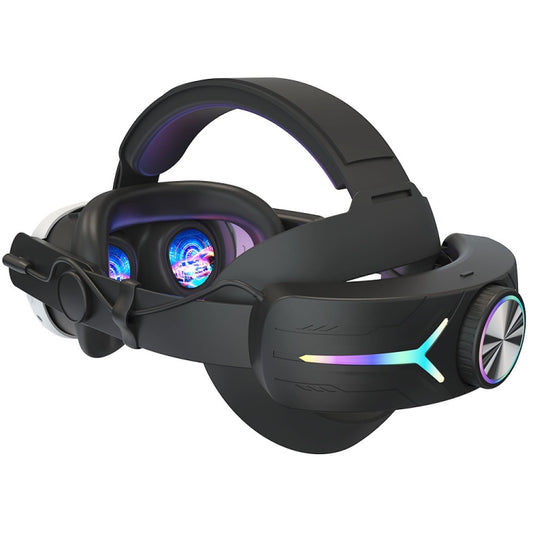 For Meta Quest 3 USB Rechargeable RGB Lighting Effect Adjustable Foldable Headset(Black) - VR Accessories by PMC Jewellery | Online Shopping South Africa | PMC Jewellery | Buy Now Pay Later Mobicred