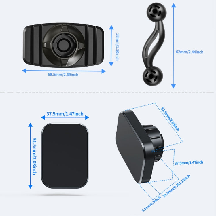 Double-headed 360 Degree Car Magnetic Mobile Phone Navigation Holder(Gray) - Car Holders by PMC TechLife | Online Shopping South Africa | PMC TechLife | Buy Now Pay Later Mobicred