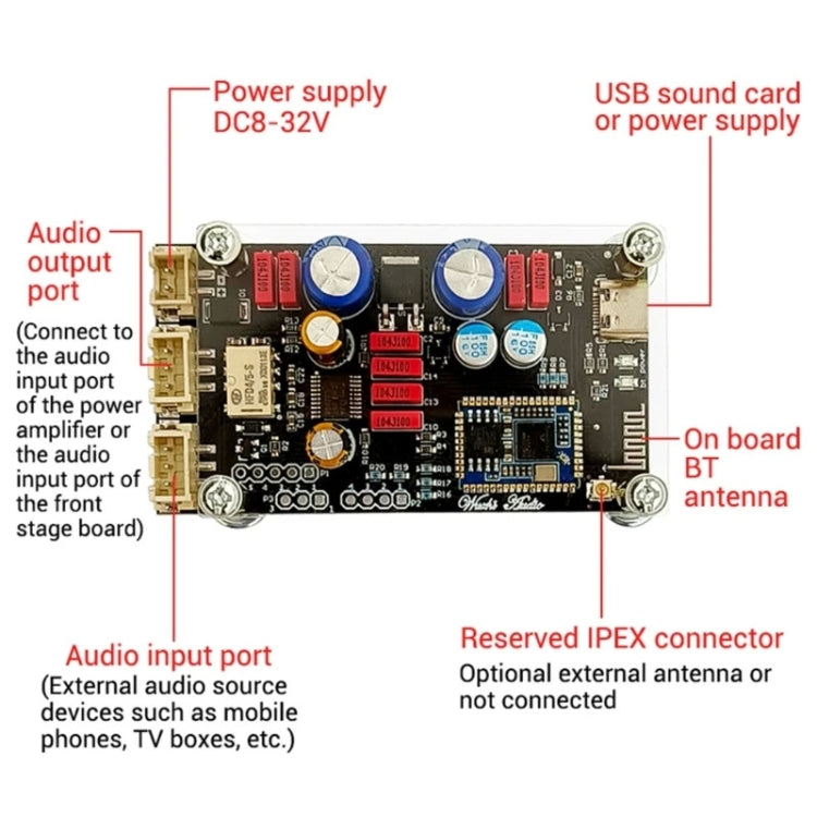 QCC3034 Bluetooth Lossless Decoder Board APTX Amplifier Wireless Receiver - Breadboard / Amplifier Board by PMC Jewellery | Online Shopping South Africa | PMC Jewellery | Buy Now Pay Later Mobicred