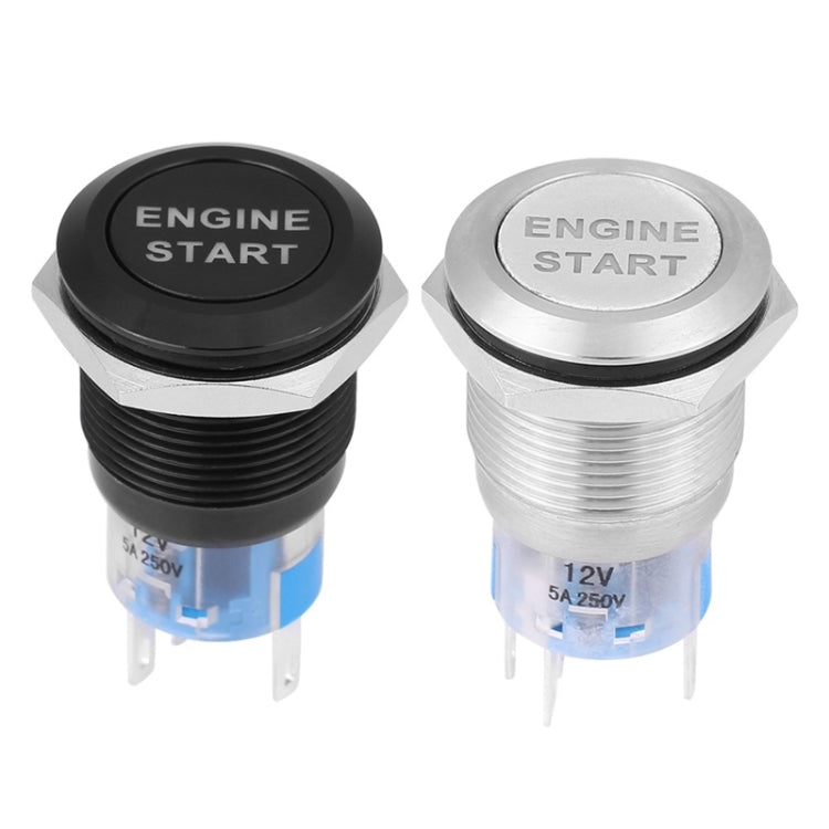 19MM Car Modification One-Button Start Switch Waterproof LED Metal Button(Black) - Car Switches by PMC TechLife | Online Shopping South Africa | PMC TechLife | Buy Now Pay Later Mobicred