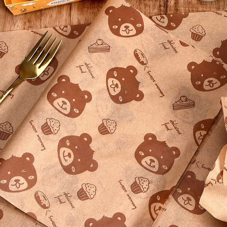 100sheets /Pack Bear Pattern Greaseproof Paper Baking Wrapping Paper Food Basket Liners Paper  15x15cm - Retail Packaging by PMc TechLife | Online Shopping South Africa | PMc TechLife | Buy Now Pay Later Mobicred