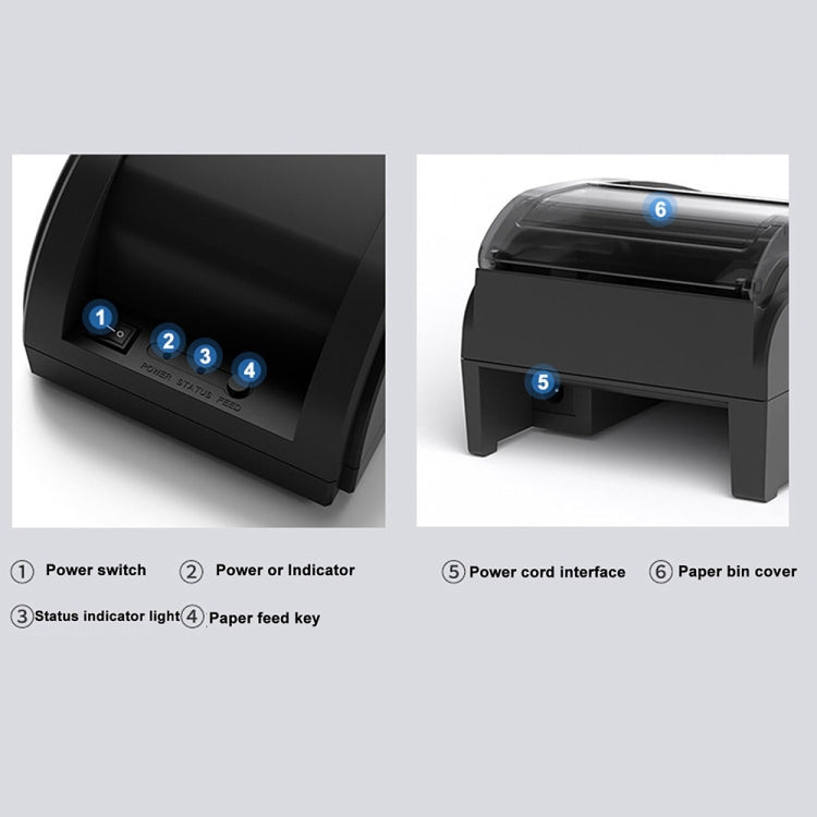 58mm USB Computer Version+Mobile Bluetooth Automatic Order Takeout Receipt Cashier Thermal Printer(US Plug) - Receipt Printers by PMC TechLife | Online Shopping South Africa | PMC TechLife | Buy Now Pay Later Mobicred