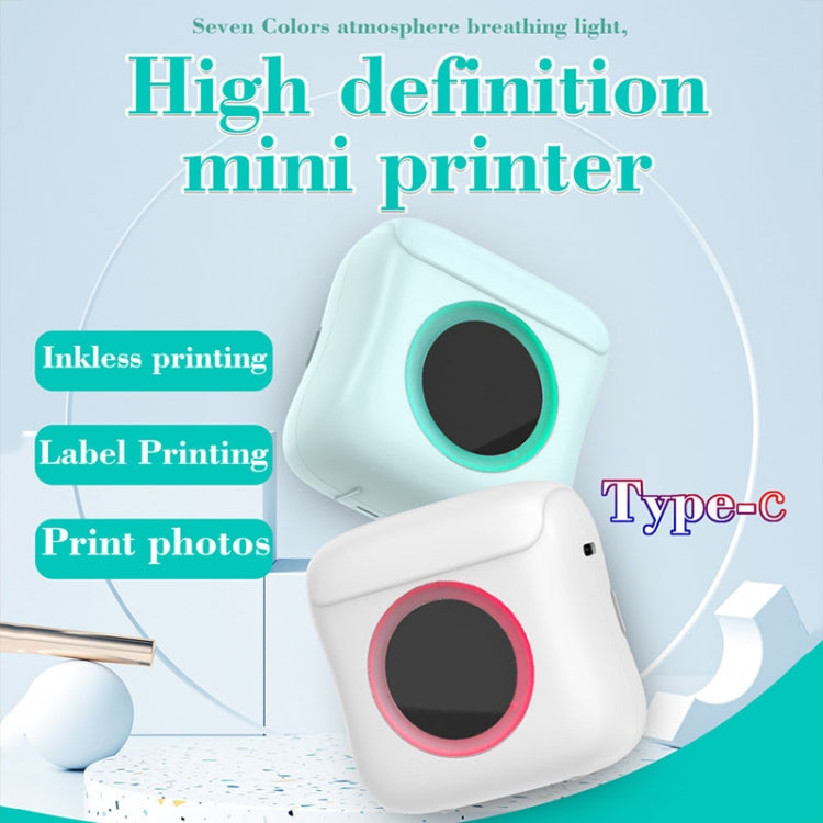 C22 Colorful Ambient Light Portable Mini Inkless Thermal Bluetooth Printer Error Question Label Printer(White) - Printer by PMC TechLife | Online Shopping South Africa | PMC TechLife | Buy Now Pay Later Mobicred